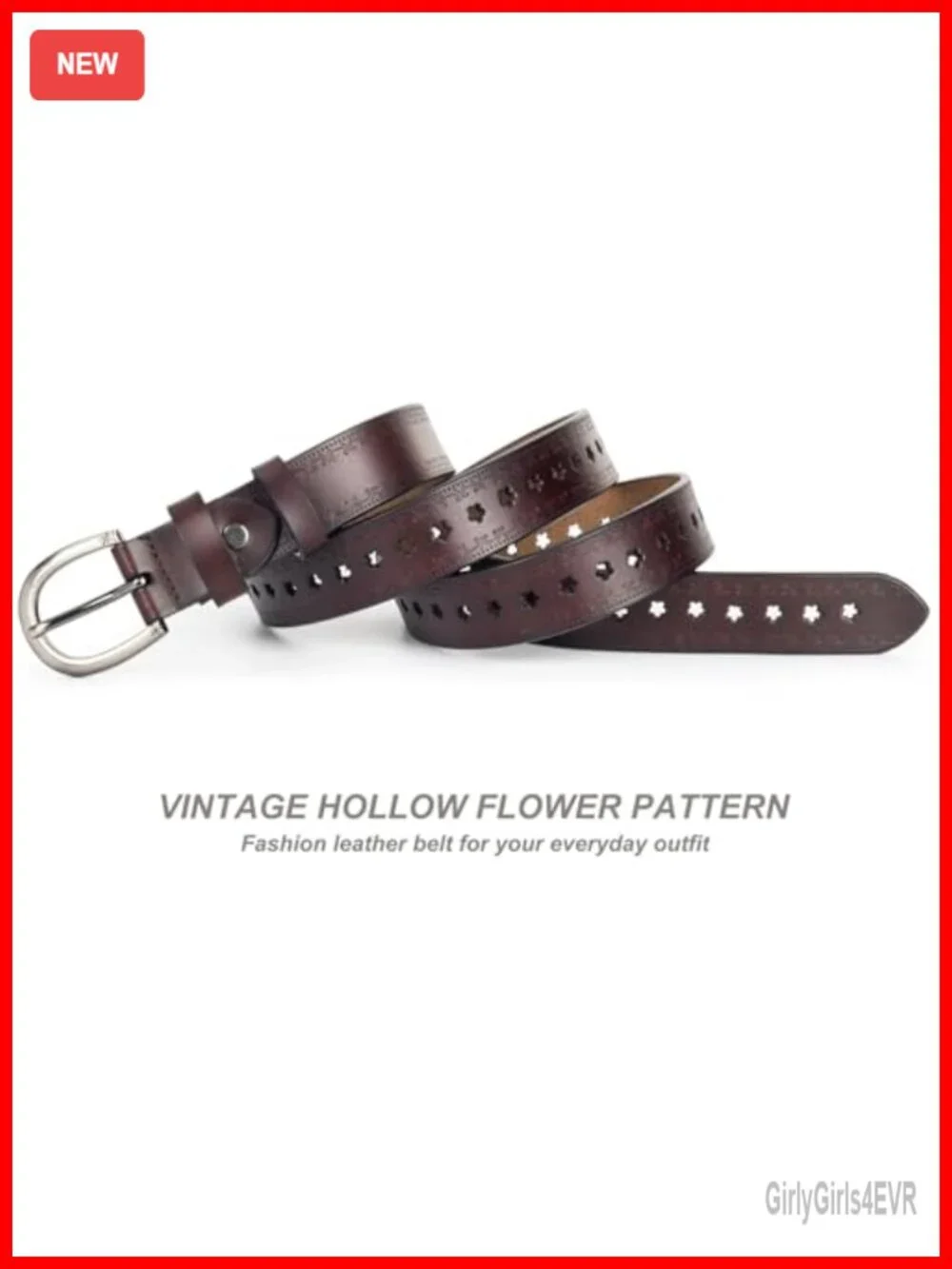 Hollow Flower Leather Belt for Women Casual Waist Belt